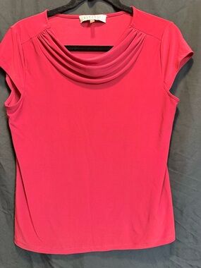 Kasper Women's Red Drape Neck Cap Sleeve Top